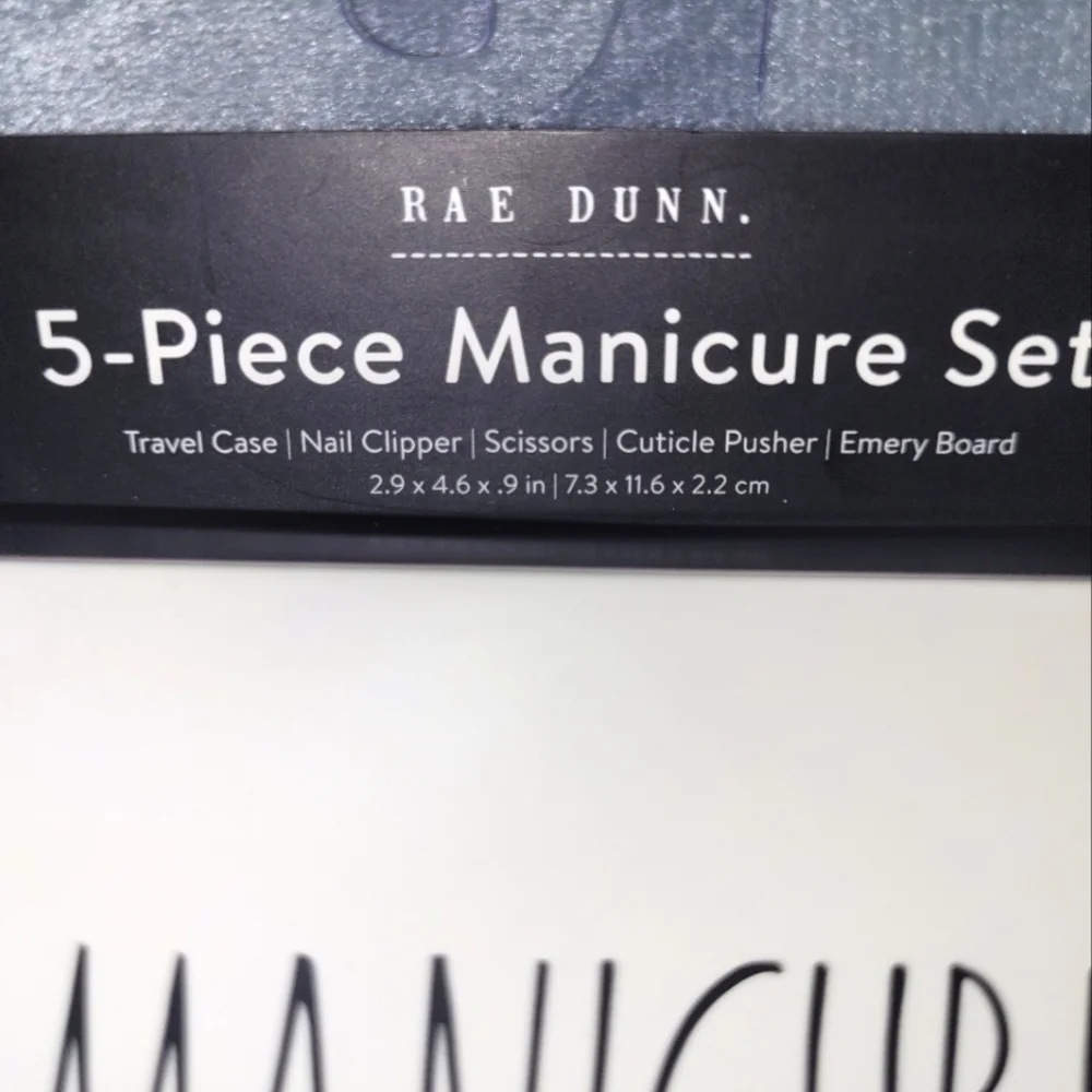 Rae Dunn 5-Piece manicure set. White case w/ "Manicure." in black letters - Picture 5 of 7